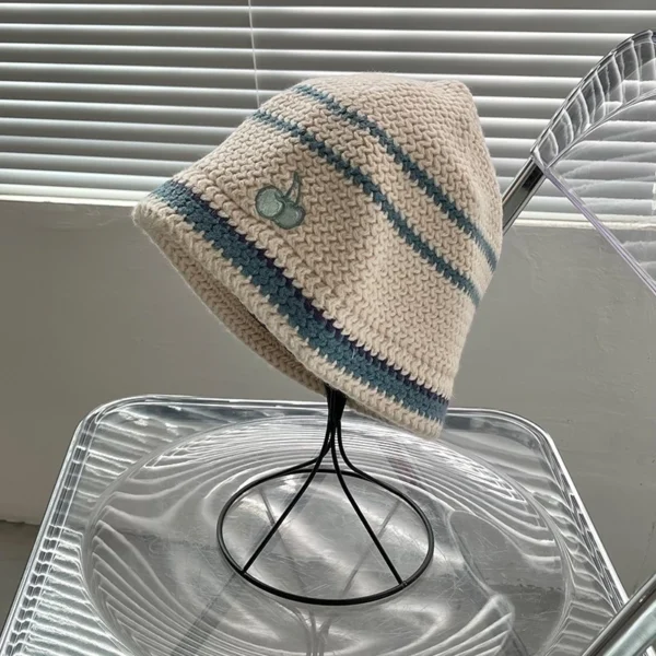 39bf03288c172f57fd365a7c40f1bfce.webp MISSKOI Cherry Pattern Knitted Bucket Hat
