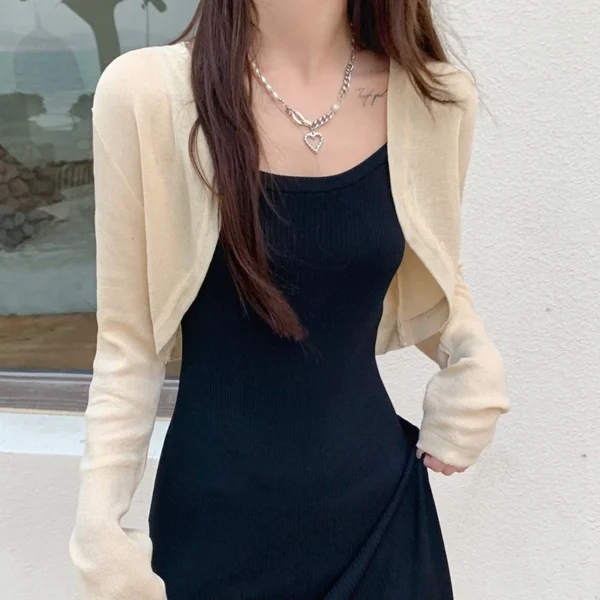 Lightweight Long Sleeve Open Front Knitwear Free Size