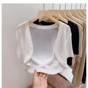 cn-11134207-7r98o-lrwil1h7hfal63.webp Short Sleeve Knitwear Crop Cardigan Free Size