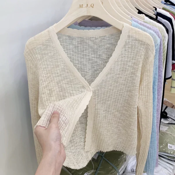 cn-11134207-7r98o-lsf0zei1wmgdb5.webp V neck Long Sleeve Knit Cardigan Free Size