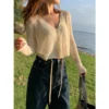 Ice Silk V Neck Knitwear Free Size