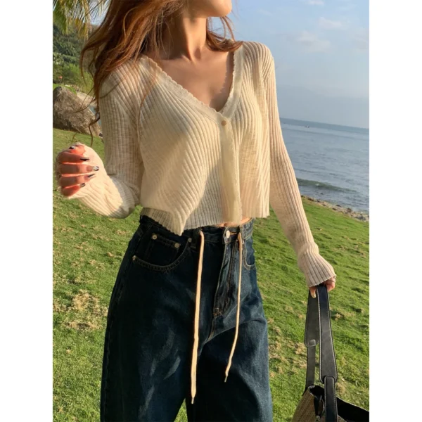 Ice Silk V Neck Knitwear Free Size