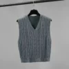 V neck Twisted Knitwear Vest Free Size