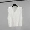 V neck Twisted Knitwear Vest Free Size