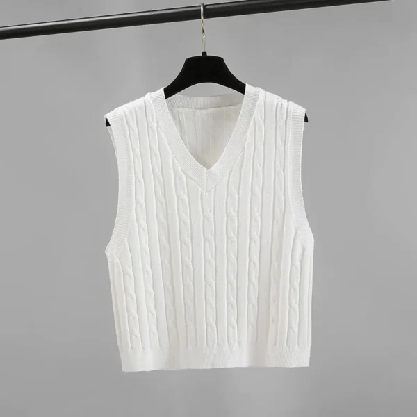 V neck Twisted Knitwear Vest Free Size