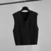 V neck Twisted Knitwear Vest Free Size