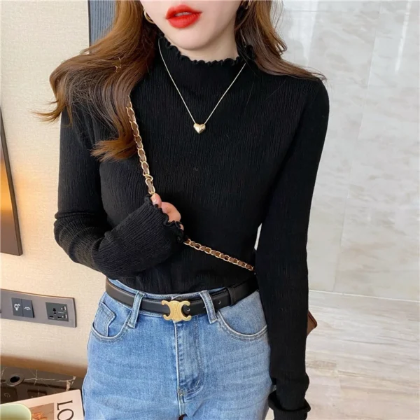 my-11134201-23020-d9q40r5rtpnv80.webp Lace Trim Knitwear Base Layer Top Free Size