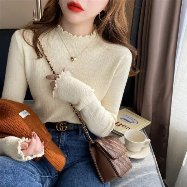 my-11134201-23020-hi4opglstpnvbe.webp Lace Trim Knitwear Base Layer Top Free Size