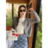 Crew Neck Knitwear Cardigan Free Size