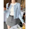 Crew Neck Knitwear Cardigan Free Size