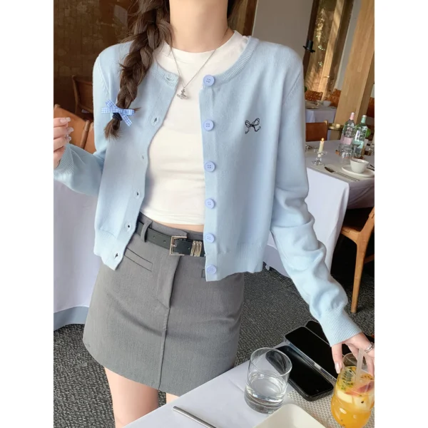 Crew Neck Knitwear Cardigan Free Size