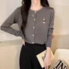 Bear Embroidery Loose Knitwear Outerwear Free Size