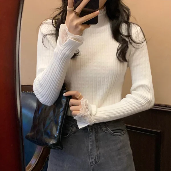 sg-11134201-7rdvy-lyd38lyirifba3.webp Lace Patchwork Half Collar Knitwear Free Size