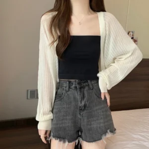 sg-11134201-7rdx0-mcmvl2ivued81c.webp Crop Knitwear Cutout Cardigan Free Size