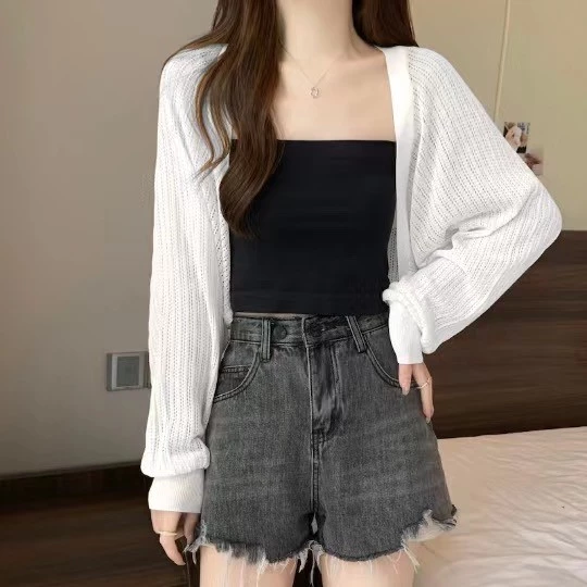 Crop Knitwear Cutout Cardigan Free Size