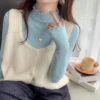 Half High Collar Lace Knitwear Free Size