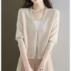 sg-11134201-82600-mlkk9c3ksu8389.webp Thin V Neck Open Front Knitwear Free Size